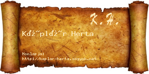 Káplár Herta névjegykártya